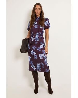 Wallis Floral Satin Midi Dress - Brown