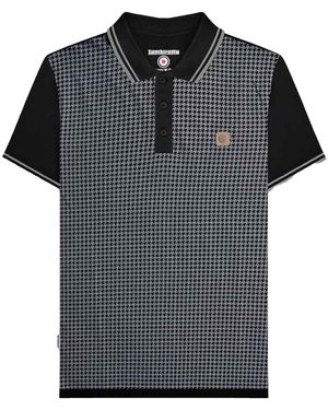 Lambretta Ss24 Houndstooth Polo Shirt /Iron) Cotton - Black