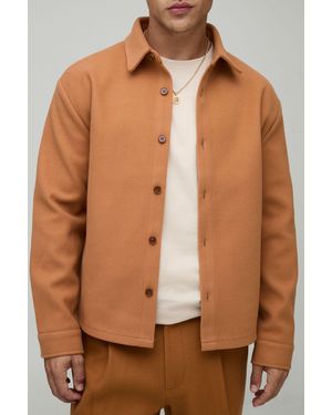 BoohooMAN Regular Fit Brushed Overshirt - Brown
