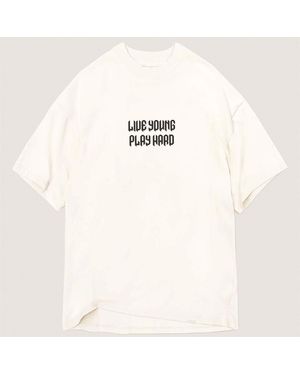 Lyph Punk Lettering Crew Neck Short Sleeve T-Shirt - White