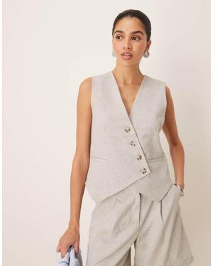 Y.A.S Tailored Asymmetric Placket Detail Waistcoat Co-Ord - White