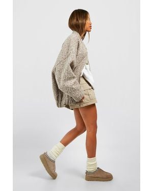 Boohoo Embroidered Cosy Mules - Natural