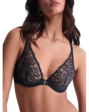 Aubade Satin Memories Triangle Plunge Bra - Black
