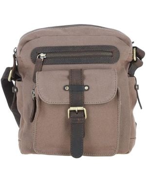 Fenland Sheepskin Exquisite Real Leather X Canvas Body Bag - Grey