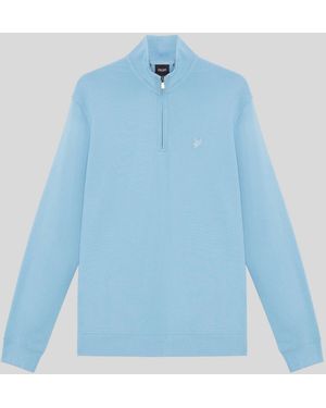 Lyle & Scott Superfine Cotton 1/4 Zip Sweatshirt - Blue