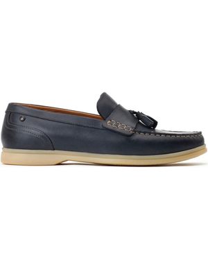 Base London Bonito Leather Loafer Shoes - Blue