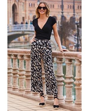Sosandar Leopard Print Culotte Trousers - Multicolour