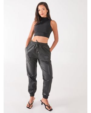 Pink Vanilla Pu Joggers - Black