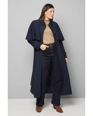 Wallis Belted Cape Coat - Blue