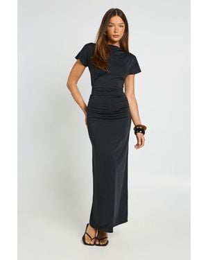 Boohoo Super Soft Ruched Waist Midaxi Dress - Black