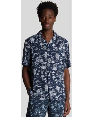 Lyle & Scott Botanical Garden Print Resort Shirt - Blue