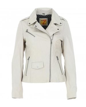 Ashwood Leather 'Furia' Real Slim Fit Biker Jacket - White