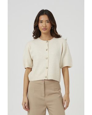 Brave Soul Short Sleeve Jersey Knit Cardigan - Natural