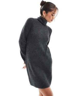 Pieces Roll Neck Mini Jumper Dress - Blue