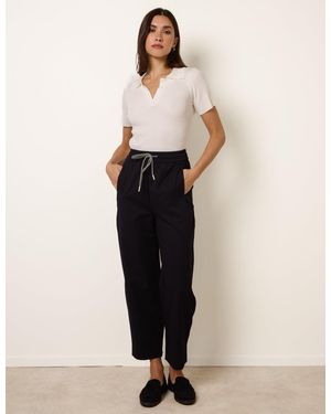 Blue Vanilla Elastic Waist Drawstring Trousers - Natural