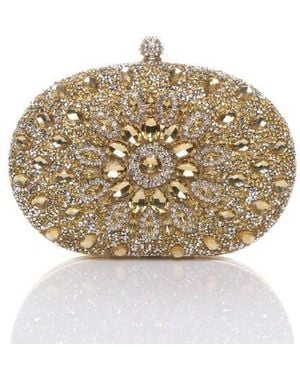 SVNX Oval Diamante Embellished Clutch Bag - Metallic