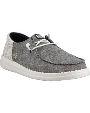 HEYDUDE Wendy Funk Surf Baja Cotton Blend /Multi Moccasins Shoes - Grey