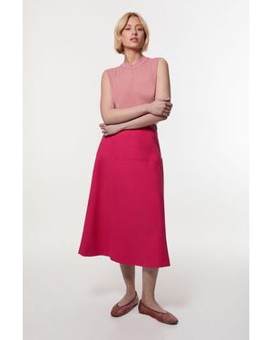 Karen Millen Tailored Textured Full Midi Skirt - Pink