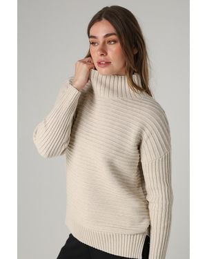 French Connection Cotton Ribbed Knit High Neck Jumper - Natural