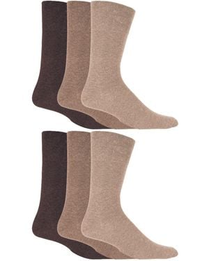 Gentle Grip 6 Pair Multipack Diabetic Sock With Honey Comb Top And Hand Linked Toe Seams - Brown
