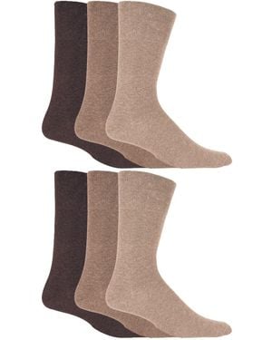 Gentle Grip 6 Pair Multipack Diabetic Sock With Honey Comb Top And Hand Linked Toe Seams - Brown