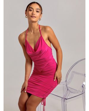 Pink Vanilla Gathered Slinky Mini Skirt - Pink