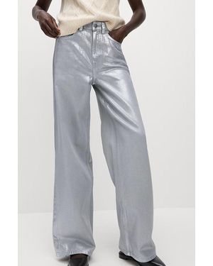 Secret Label Metallic Wide Leg Jeans - Grey