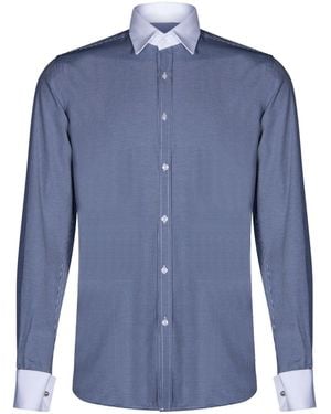 TruClothing Club Kraag Marineblauw Shirt Jaren 1920 Peaky Blinders Met Bar Poplin Pin Smart