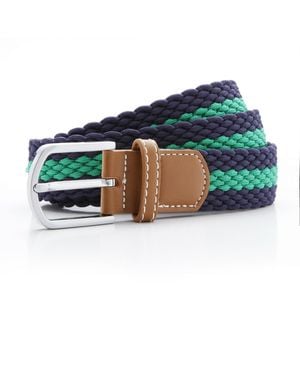 Asquith & Fox Two Colour Stripe Braid Stretch Belt /Kelly) - Blue