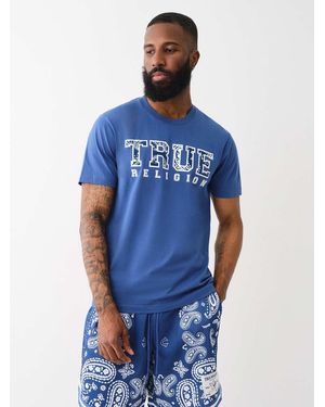 TRUE RELIGION Short Sleeve Paisley Flock Tee - Blue