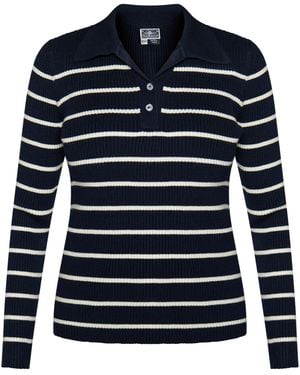Dreimaster Gebreide Trui Marine Wol Wit - Blauw