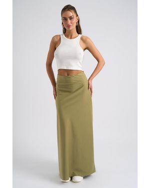 Urban Bliss Satin Bias Cut Maxi Skirt - Green