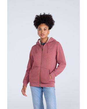 Mountain Warehouse 'Zuri' Hoodie Fleece Lined Full Zip Adjustable Hood Cosy Jumper - Red