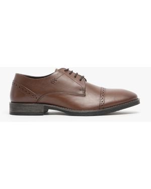 Hush Puppies Craig Luganda Leather Derby Shoes - Brown