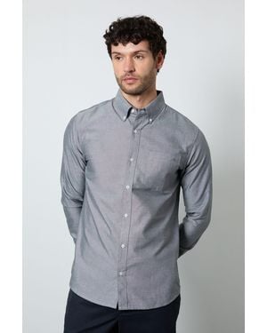 MAINE Oxford Long Sleeve Shirt Cotton - Grey