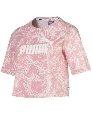 PUMA Elevated Essentials Cropped Logo Aop T-Shirt Top 580392 94 - Pink