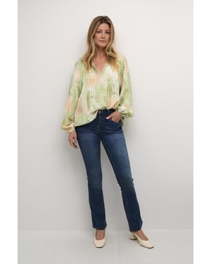 Cream Blouse With Long Sleeve Regular Fit - Blue