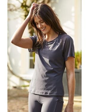 Sosandar Charcoal Mesh Sleeve Breathe Activewear T Shirt - Grey