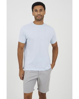 Brave Soul Crew Neck Jacquard Knit T-Shirt - White