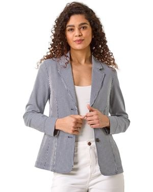Roman Stripe Bengaline Stretch Blazer - White