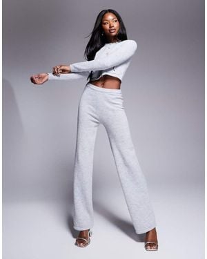 Kaiia Exclusive Knitted Bow Detail Wide Leg Trousers Co-Ord - Blue