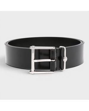 Versace Logo Calf Leather Belt With Buckle - Black