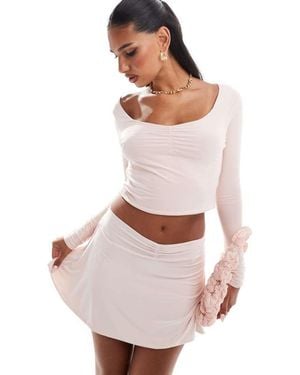 Kaiia Exclusive Soft Touch Skater Skirt Co-Ord - White