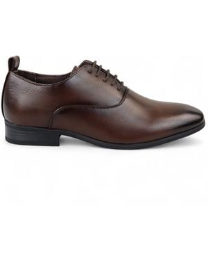Infinity Leather Classic Lace Up Oxford Derby Shoes Faux Leather - Brown