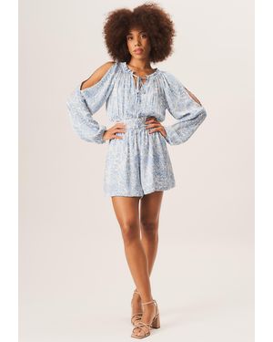 Gini London Paisley Shirred Waist Playsuit - Blue