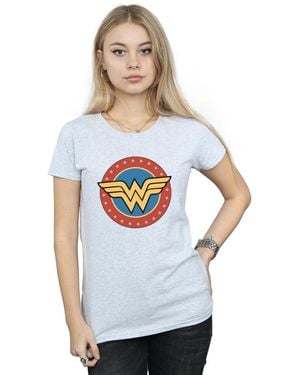 Dc Comics Ladies Wonder Circle Logo Cotton T-Shirt (Sports) - White