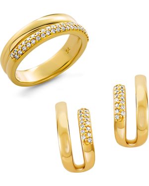 Orphelia 'emily' Dames 925 Sterling Zilveren Set: Oorbellen + Ring - Metallic