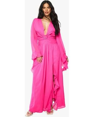 Boohoo Chiffon Cut Out Maxi Dress - Pink
