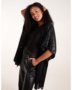 Blue Vanilla Sequin Kimono - Black