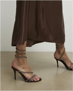 River Island Sandals Embellished Wrap Around Heeled Textile - Brown